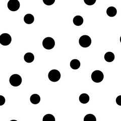 Black polka dots on white background seamless pattern