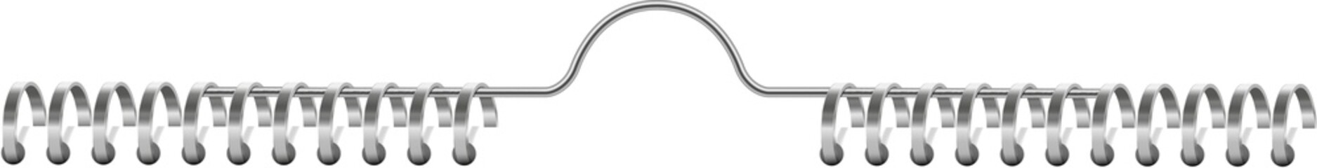 Metal binder. Realistic silver spiral coils for notebook.