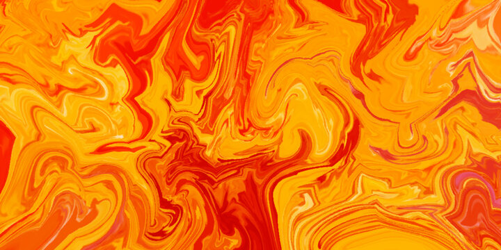 Orange Fire flames background with Luxurious colorful liquid marble surfaces design backgrund. Abstract color acrylic pours liquid marble surface design. Beautiful fluid abstract paint background.