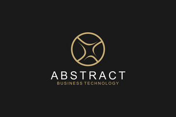 Abstract rounded logo design circle round icon symbol luxury gold shape