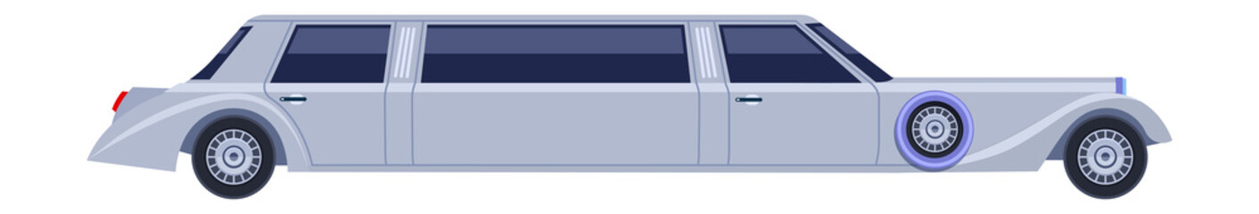 Obraz premium White limousine icon. Limo side view. Luxury car