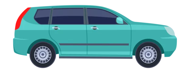 Fotobehang Minivan side view. Green car icon. png illustration © LadadikArt