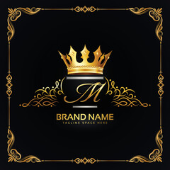 Luxury Royal Floral Letter M Gold Colour, Victory Logo,Vector Logo Template For Royalty, Business Card, Boutique, Hotel, Jewellery. Vector Illustration.