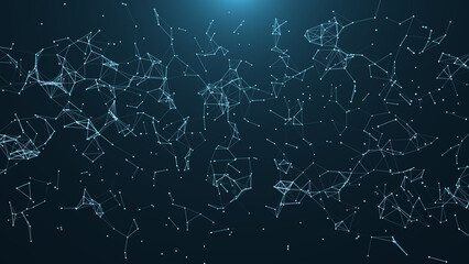 Plexus style background. High tech digital technology background, Creative technology background with Plexus and optical flares, Data visualization, cyberspace Big data technology, 3d rendering