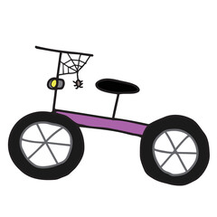 ハンドルに蜘蛛の巣が張った自転車