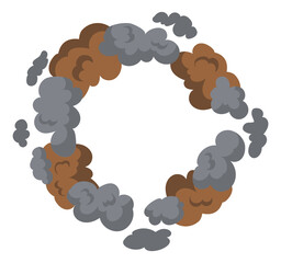 Round dust cloud in comic style. Cartoon boom effect