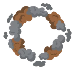 Behangcirkel Round dust cloud in comic style. Cartoon boom effect © ssstocker