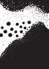 Abstract poster background. Particles in the vortex funnel. Black and white illustration.