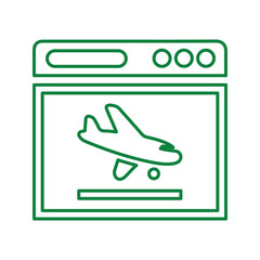 Landing page, flight outline icon. Line vector design.