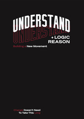 UNDERSTAND PLUS LOGIC REASON GRAPHICS SLOGAN AND PRINTS VECTOR