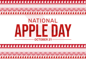 National Apple Day Wallpaper with apple border design in traditional style. Day of apple background