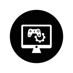 Online, marketing, game, development icon. Black vector sketch.