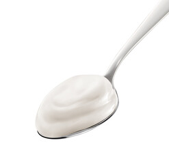 yogurt on silver spoon