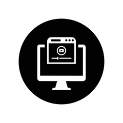 Video, web content icon. Black vector graphics.