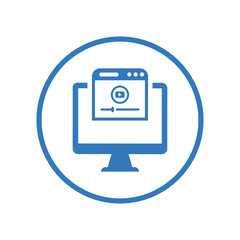 Video, web content icon. Blue vector sketch.