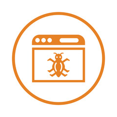 Software, Virus, Burg icon. Orange vector sketch.