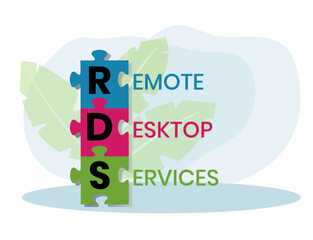 RDS - Remote Desktop Services acronym, business concept background. Vector illustration for website banner, marketing materials, business presentation, online advertising.