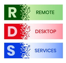 RDS - Remote Desktop Services acronym, business concept background. Vector illustration for website banner, marketing materials, business presentation, online advertising.