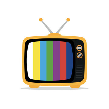 Old retro TV set with tuning television signal, illustration