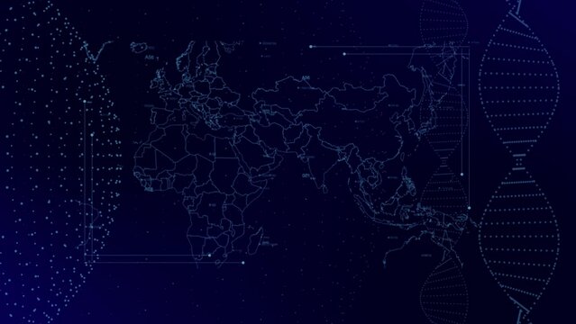 Data analysis Medical statistics on LAOS Country with graphs, charts, analytics in background | LAOS country Revealing world map 4K|60 FPS, data analysis Medical science technological, DNA, Globe