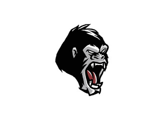 angry gorilla head vector logo Vector logo illustration, ferocious gorilla head on white background © Mubashar