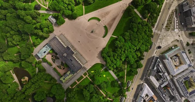 Oslo Norway v33 cinematic high angle vertical view capturing majestic royal palace, tilt up reveals downtown cityscape across uranienborg and frogner neighborhoods - Shot with Mavic 3 Cine - June 2022