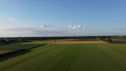 Aerial view of agricultural green farms in Someren, Netherlands