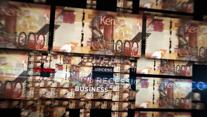 Kenya Shilling growing pile of money concept 3d illustration