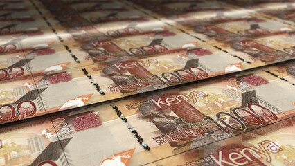 Kenya Shilling note money printing concept 3d illustration