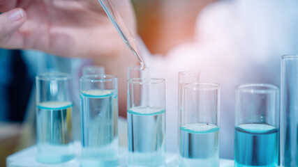 Scientist or researchers working in science laboratory, medical technology research work, science laboratory research and development concept.