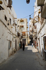 Fototapeta na wymiar Buildings within the Al-Balad historical area of Jeddah in the western region of Saudi Arabia