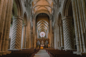 Interior of Durham cathedral medieval religious building