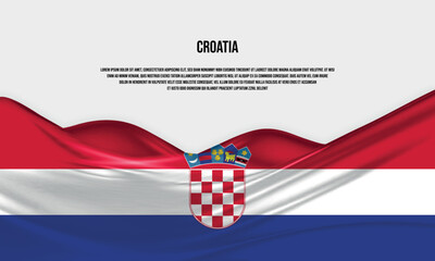 Croatia flag design. Waving Croatian flag made of satin or silk fabric. Vector Illustration.