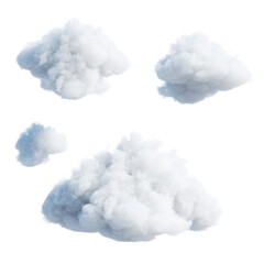 3d render, set of abstract fluffy clouds isolated on transparent background, cumulus clip art collection - obrazy, fototapety, plakaty