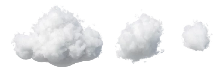 Foto op Canvas 3d render, set of abstract fluffy clouds isolated on transparent background, cumulus clip art collection © NeoLeo