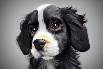 this is a digital image of a dog's face, an artistic illustration of a dog's face on the side. Generative AI