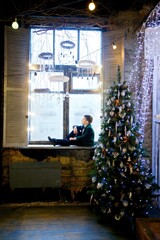 Naklejka premium a boy in a holiday dress