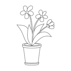 Flowerpot vector outline icon. Vector illustration flowerpot on white background. Isolated outline illustration icon of flower pot.