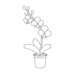 Flowerpot vector outline icon. Vector illustration flowerpot on white background. Isolated outline illustration icon of flower pot.