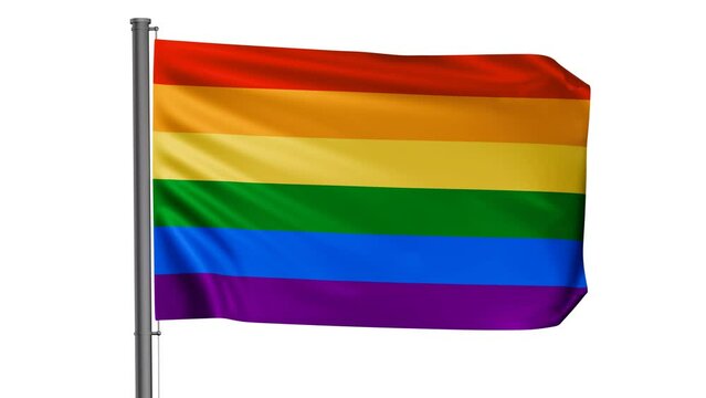 LGBT movement flag also Gay Pride waving in the wind cycle looped video with alpha mask