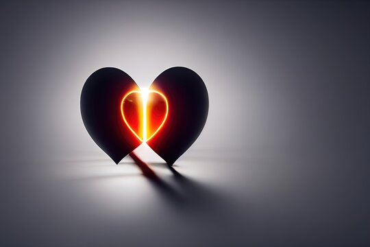 abstract heart shape on the black background Generative AI