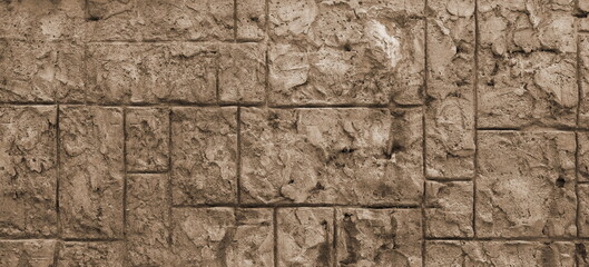 Sepia Effect Tiled Wall Background or Backdrop. Web Banner