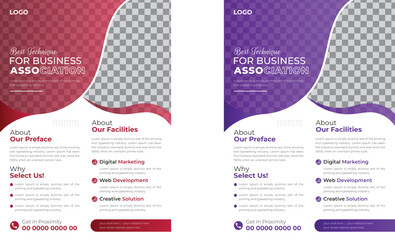 Corporate horizontal business conference flyer template format in A4 size. Can be adapted to brochures, annual reports, magazines, posters, business presentations, portfolios, banners.