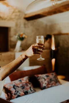 champagne cheers during wedding