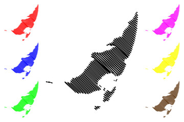 Obraz premium Mafia, Juani and Jibondo island (United Republic of Tanzania) map vector illustration, scribble sketch Kisiwa cha Mafia, Home of the Whale Shark map