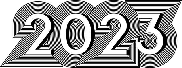 2023 New Year optical illusion style. Minimal op art abstract calendar header.