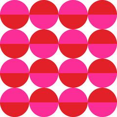 Patrón de círculos en fucsia y rojo sobre fondo blanco
