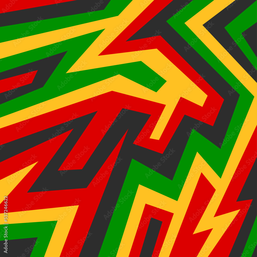 Poster abstract background with gradient geometric line pattern and with jamaican color theme