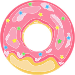 Pink donut with star sprinkles.