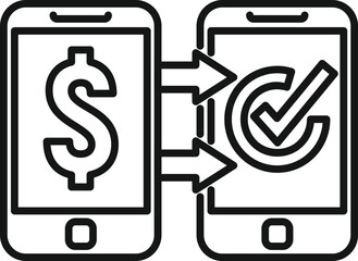 Phone money transfer icon outline vector. Send cash. Mobile online